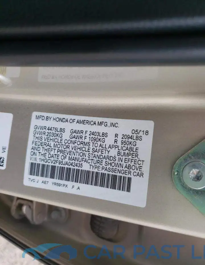 1HGCV2F95JA042435# 10