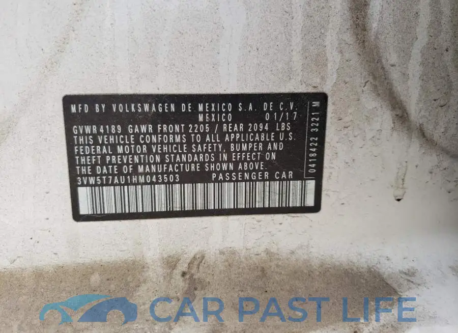 3VW5T7AU1HM043503# 10