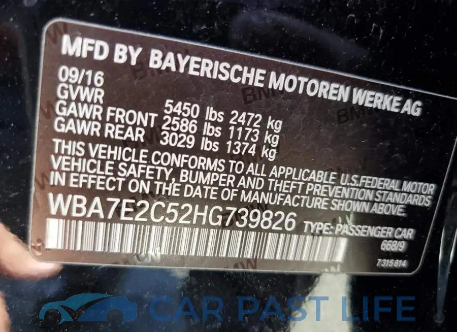 WBA7E2C52HG739826# 10