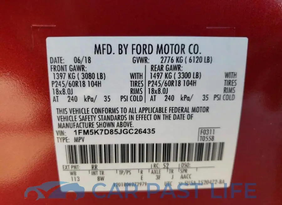 1FM5K7D85JGC26435# 10