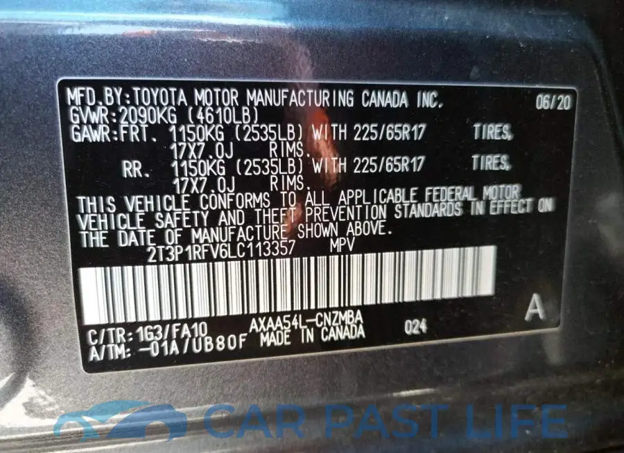2T3P1RFV6LC113357# 10
