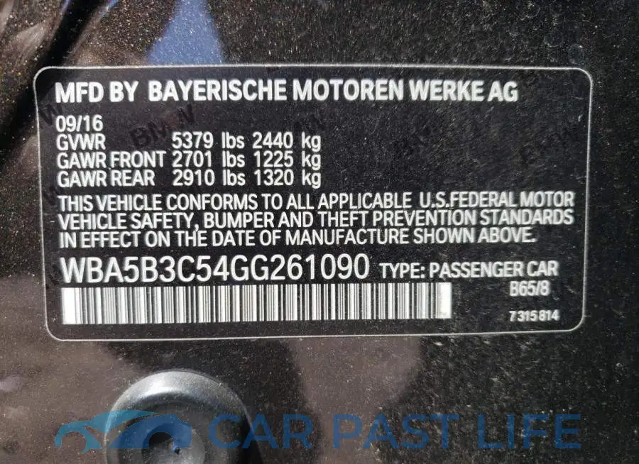 WBA5B3C54GG261090# 10
