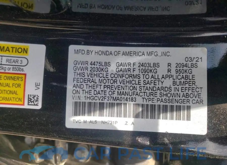 1HGCV2F37MA014183# 10
