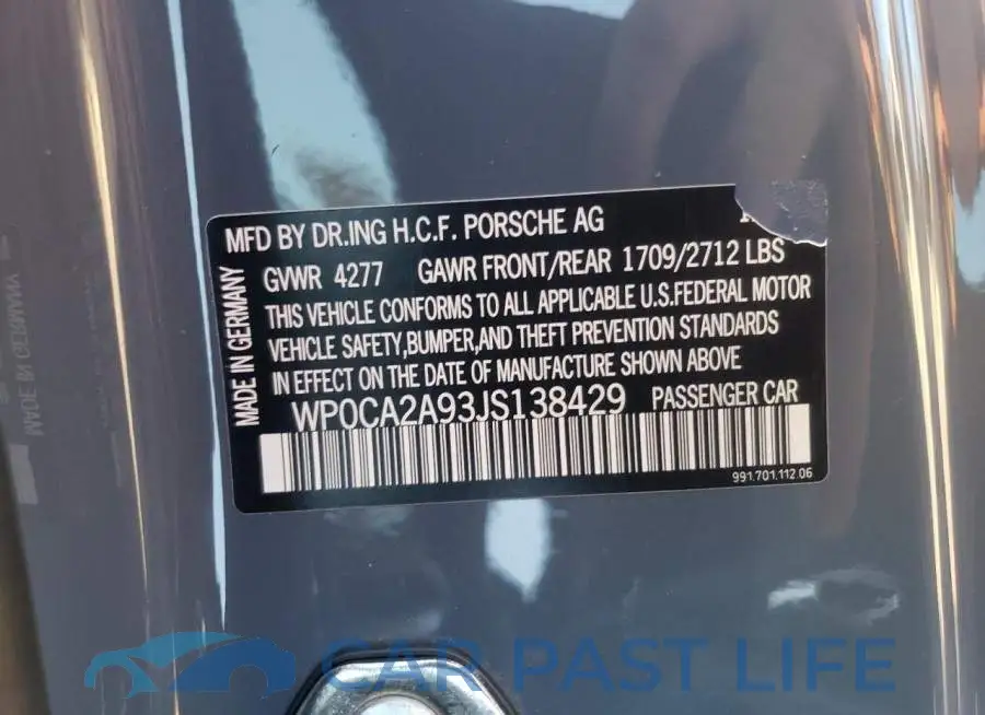 WP0CA2A93JS138429# 10