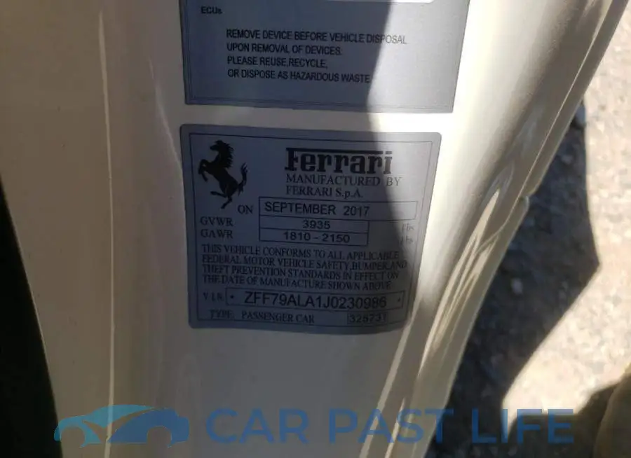 ZFF79ALA1J0230986# 10