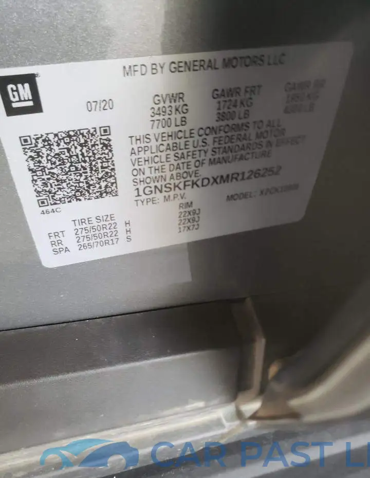 1GNSKFKDXMR126252# 10