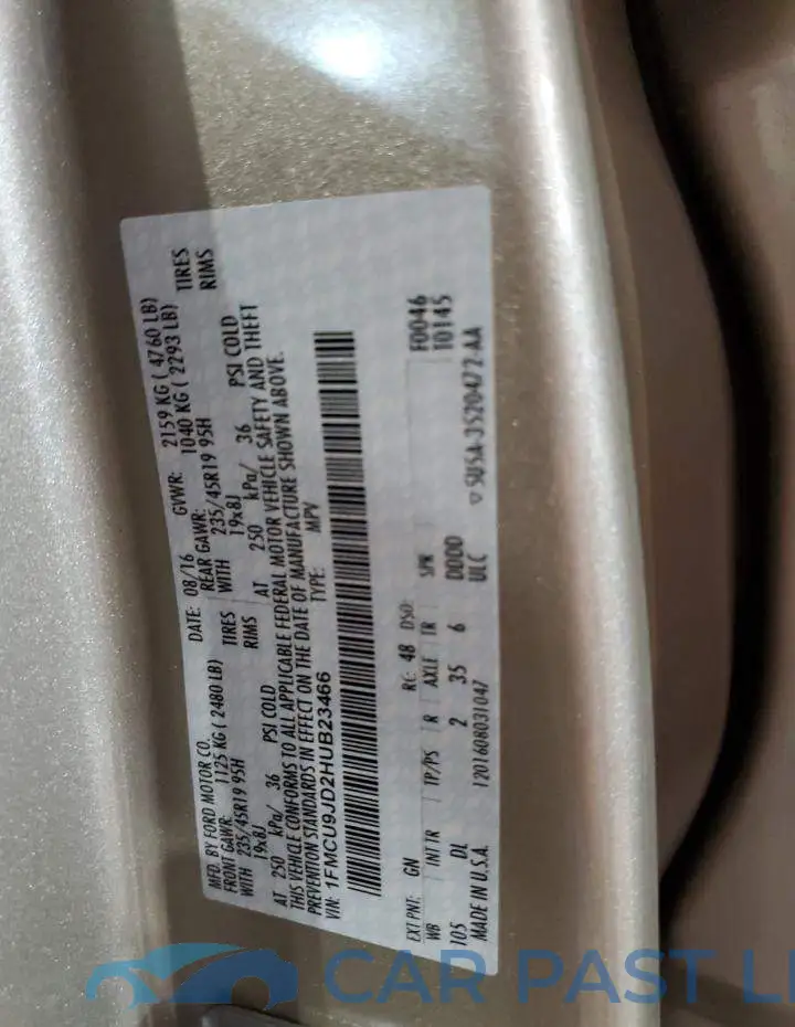 1FMCU9JD2HUB23466# 10