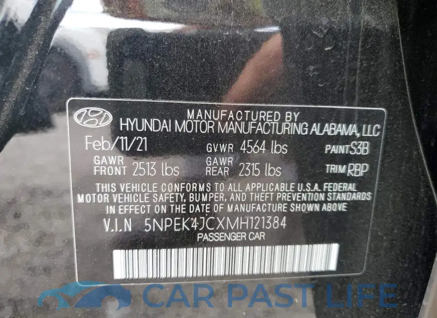5NPEK4JCXMH121384# 10