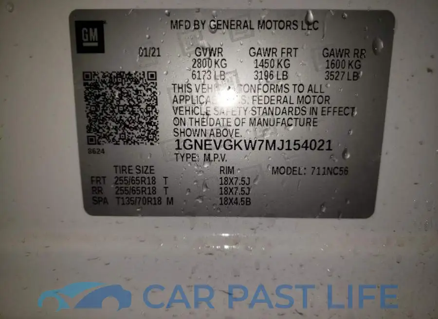 1GNEVGKW7MJ154021# 10