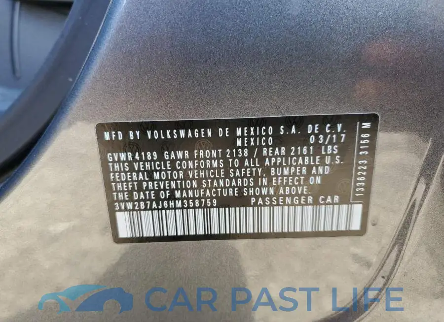 3VW2B7AJ6HM358759# 10
