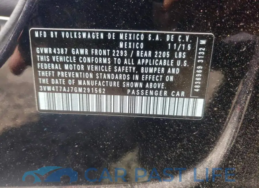 3VW4T7AJ7GM291562# 10