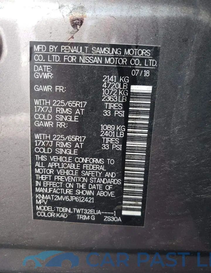 KNMAT2MV6JP612421# 10