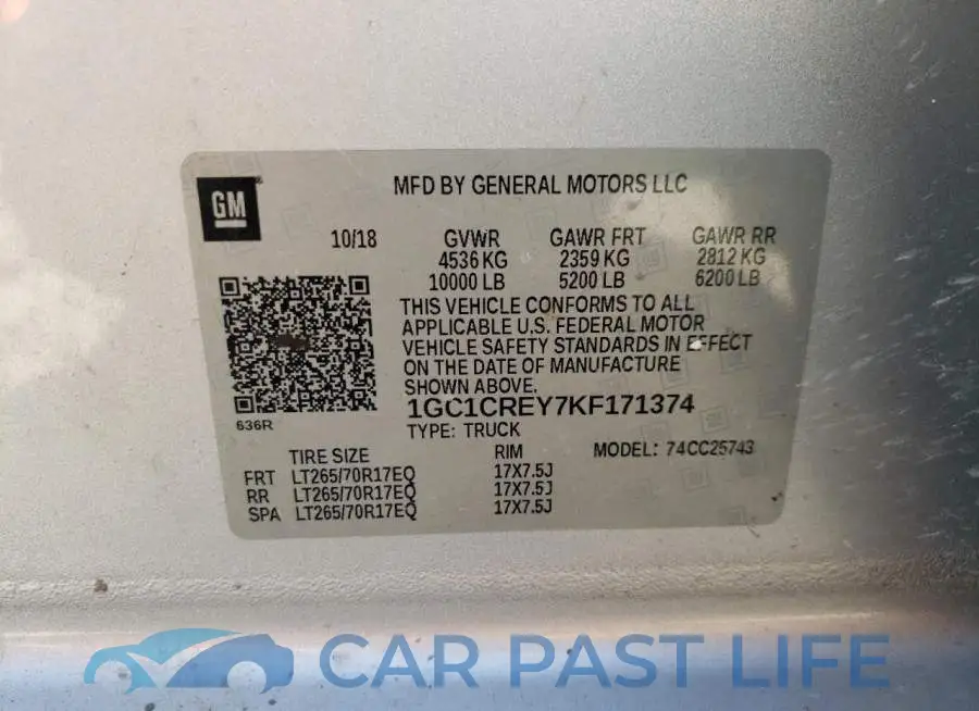 1GC1CREY7KF171374# 10