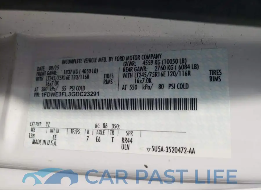 1FDWE3FL3GDC23291# 10