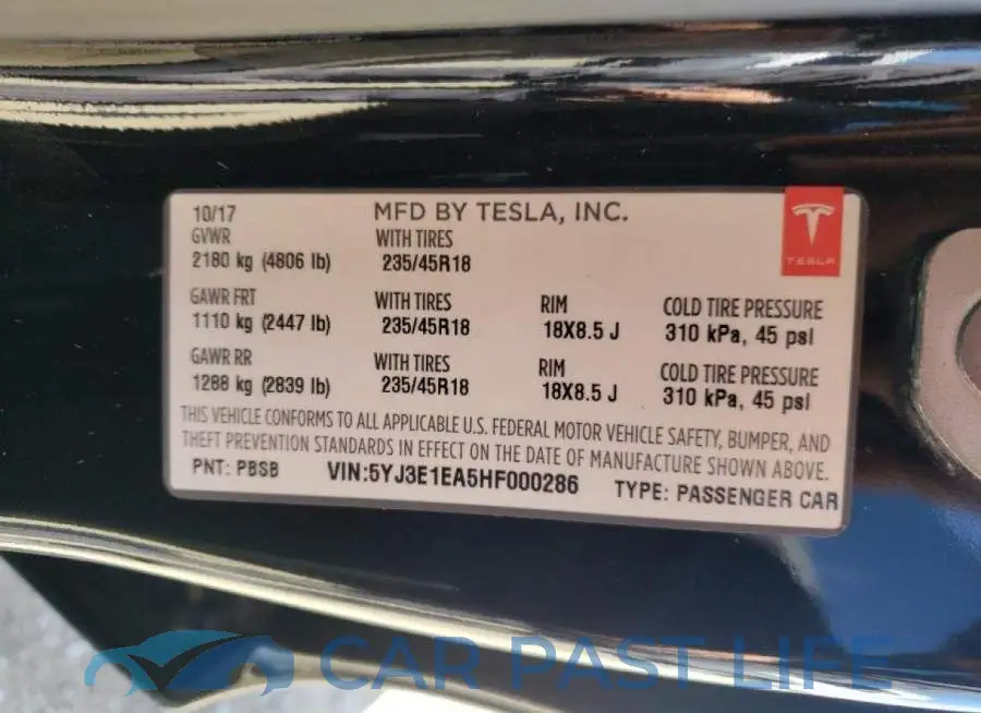 5YJ3E1EA5HF000286# 10