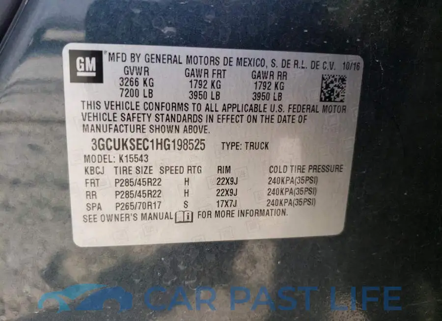 3GCUKSEC1HG198525# 10