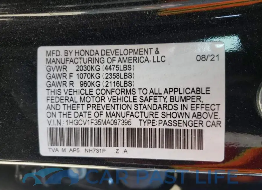 1HGCV1F35MA097395# 10