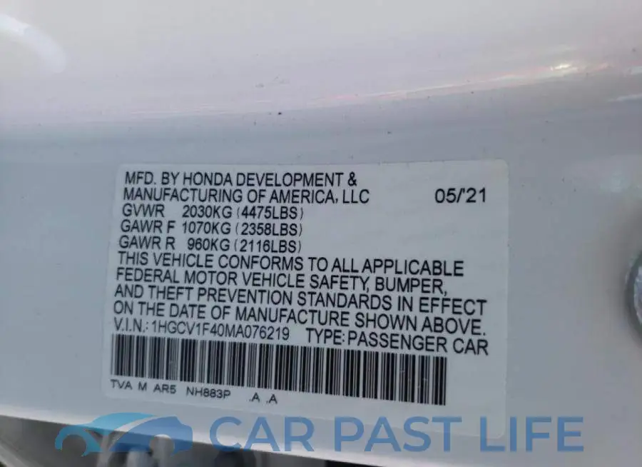 1HGCV1F40MA076219# 10