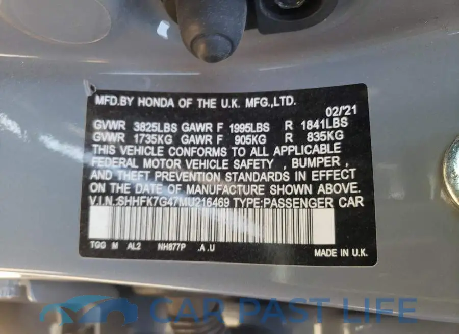 SHHFK7G47MU216469# 10