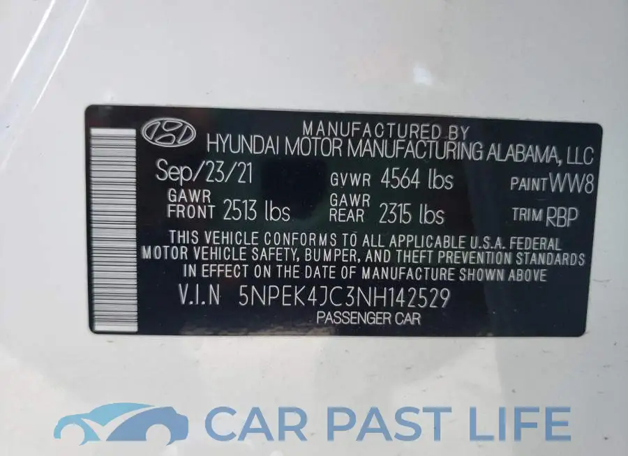 5NPEK4JC3NH142529# 10