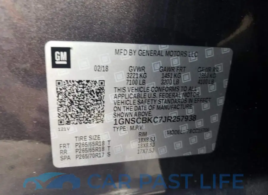 1GNSCBKC7JR257938# 10