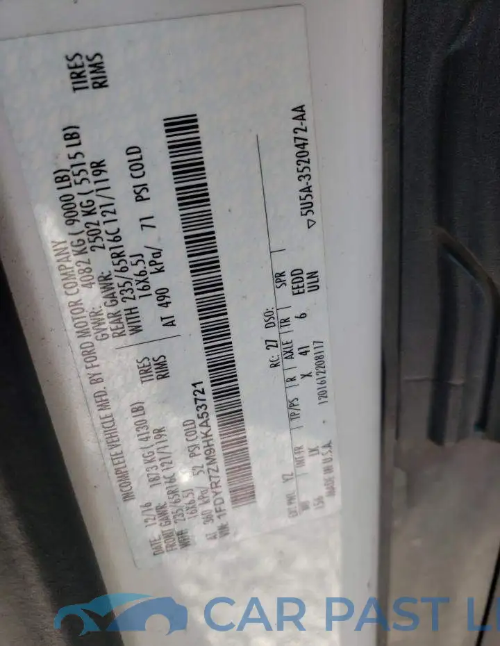 1FDYR7ZM9HKA53721# 10