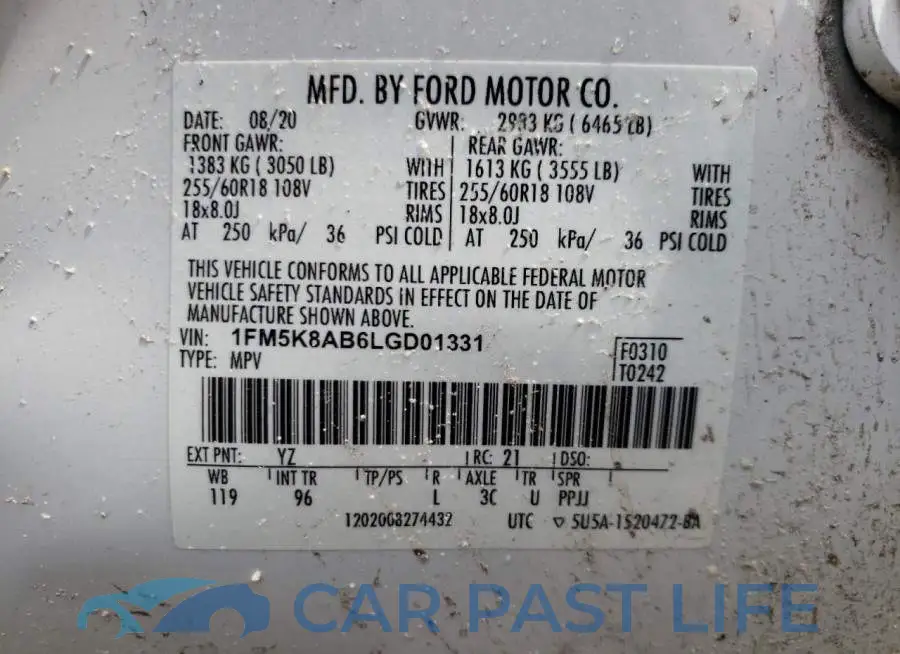 1FM5K8AB6LGD01331# 10