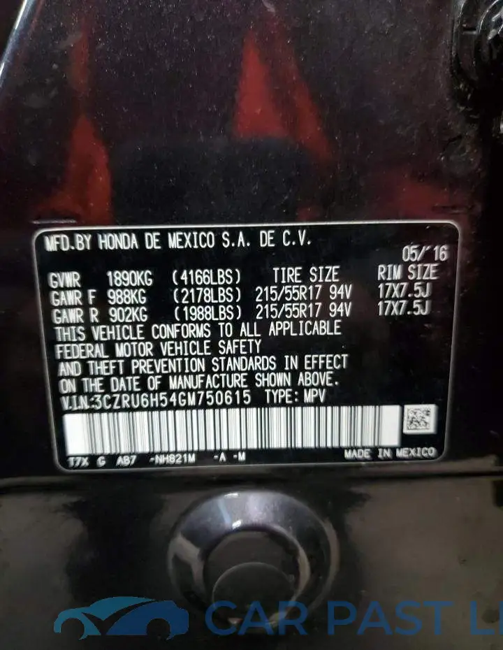3CZRU6H54GM750615# 10
