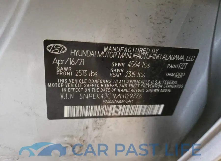 5NPEK4JC1MH129776# 10