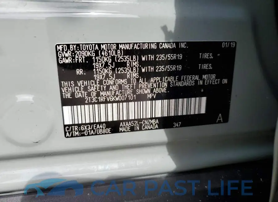 2T3C1RFV6KW007101# 10