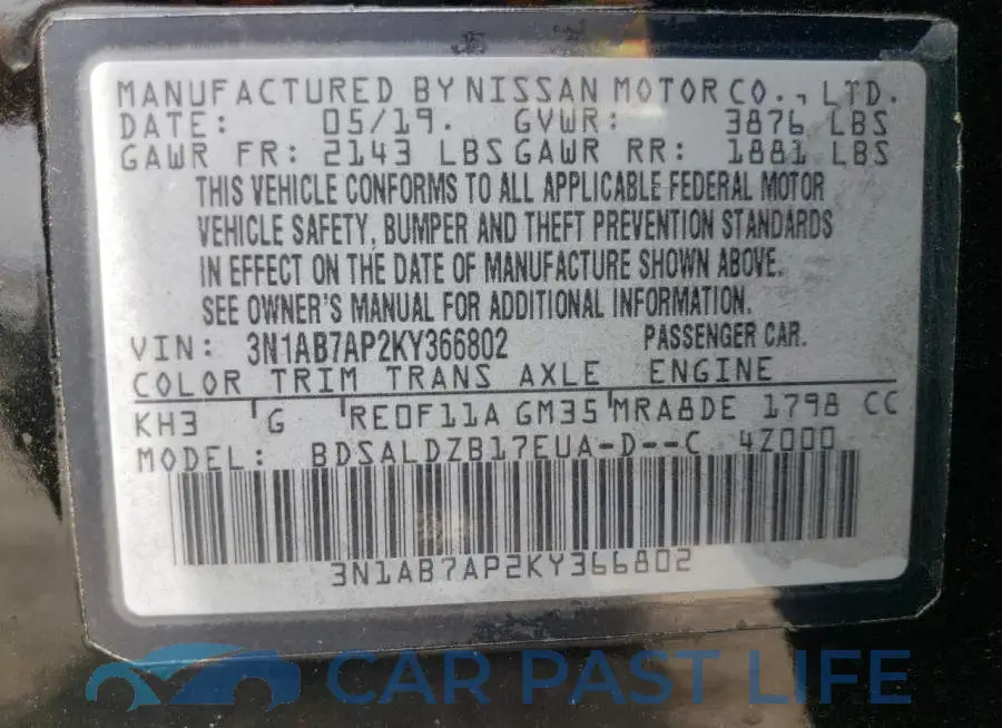 3N1AB7AP2KY366802# 10