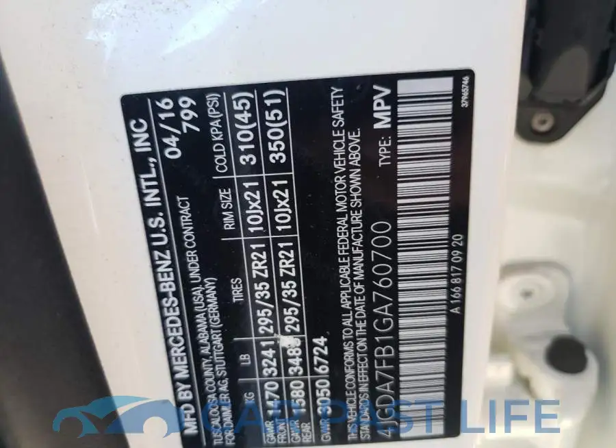 4JGDA7FB1GA760700# 10