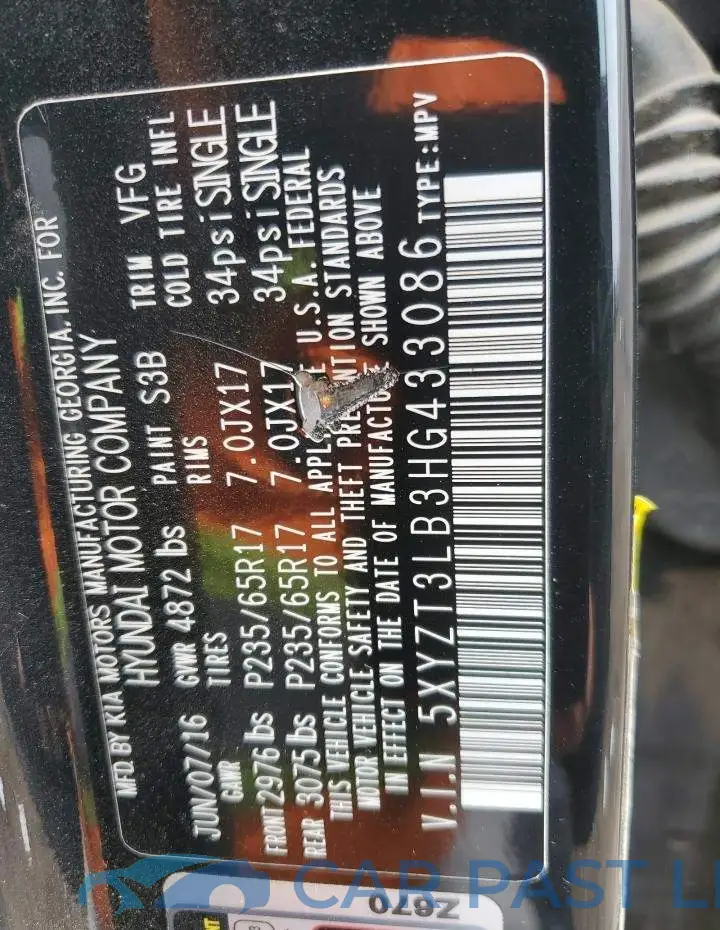 5XYZT3LB3HG433086# 10