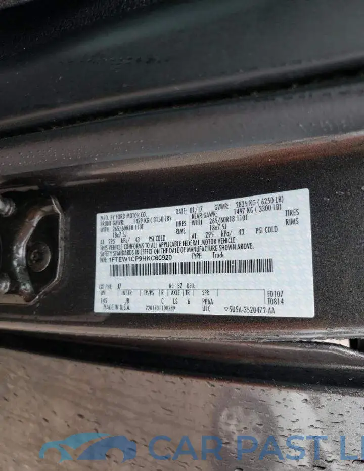 1FTEW1CP9HKC60920# 10