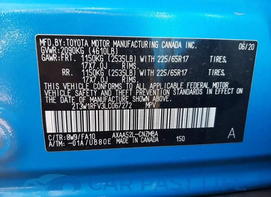 2T3W1RFV3LC067272# 10