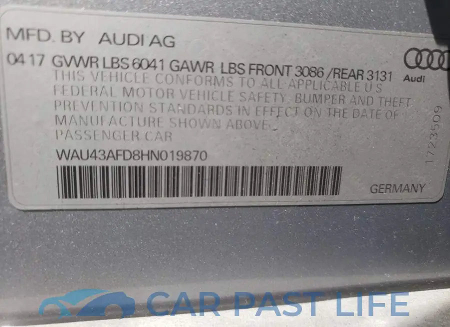 WAU43AFD8HN019870# 10
