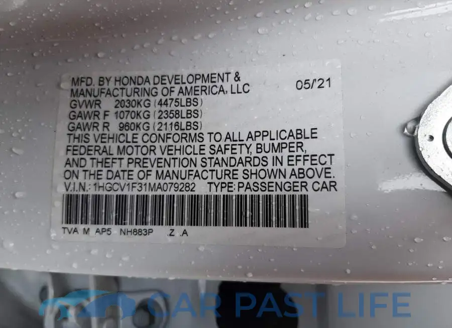 1HGCV1F31MA079282# 10