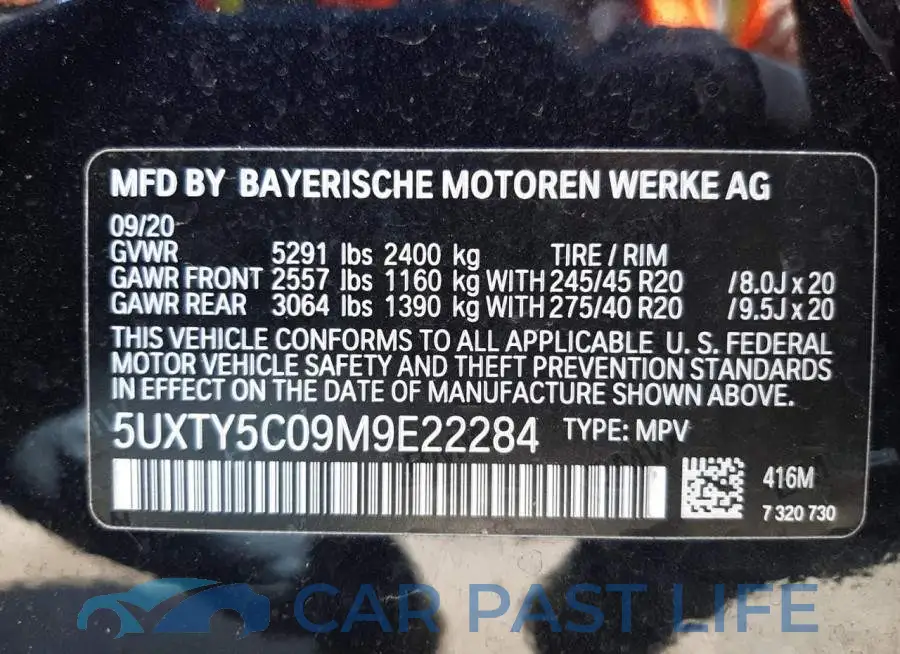 5UXTY5C09M9E22284# 10