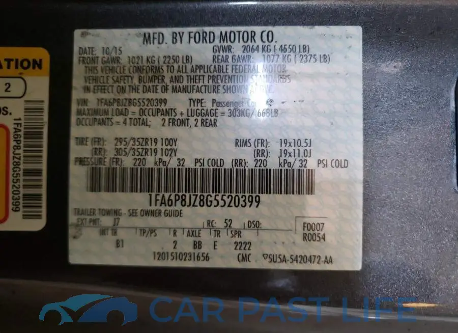 1FA6P8JZ8G5520399# 10