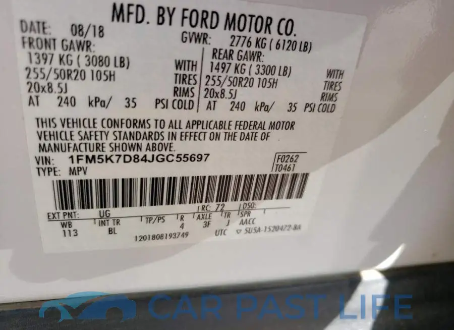 1FM5K7D84JGC55697# 10