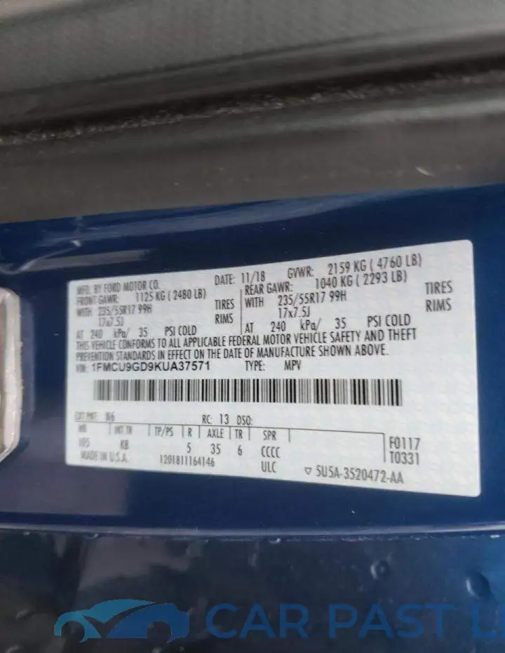 1FMCU9GD9KUA37571# 10