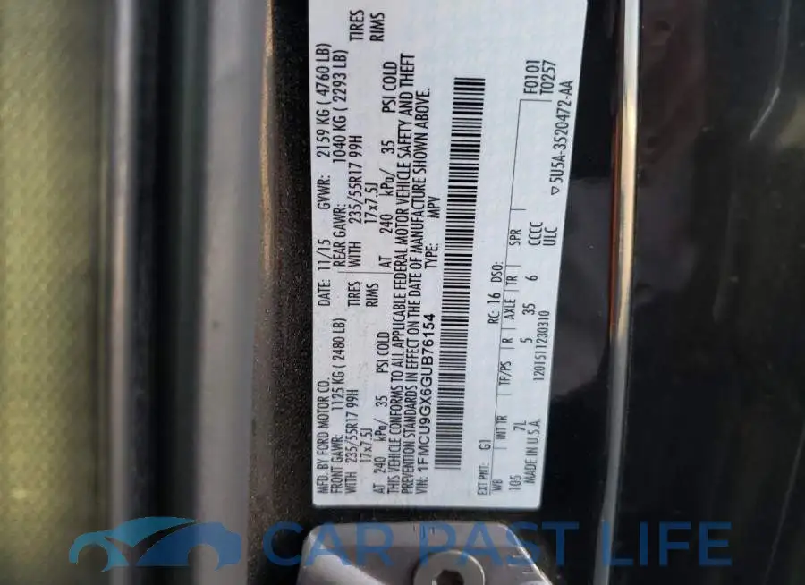 1FMCU9GX6GUB76154# 10