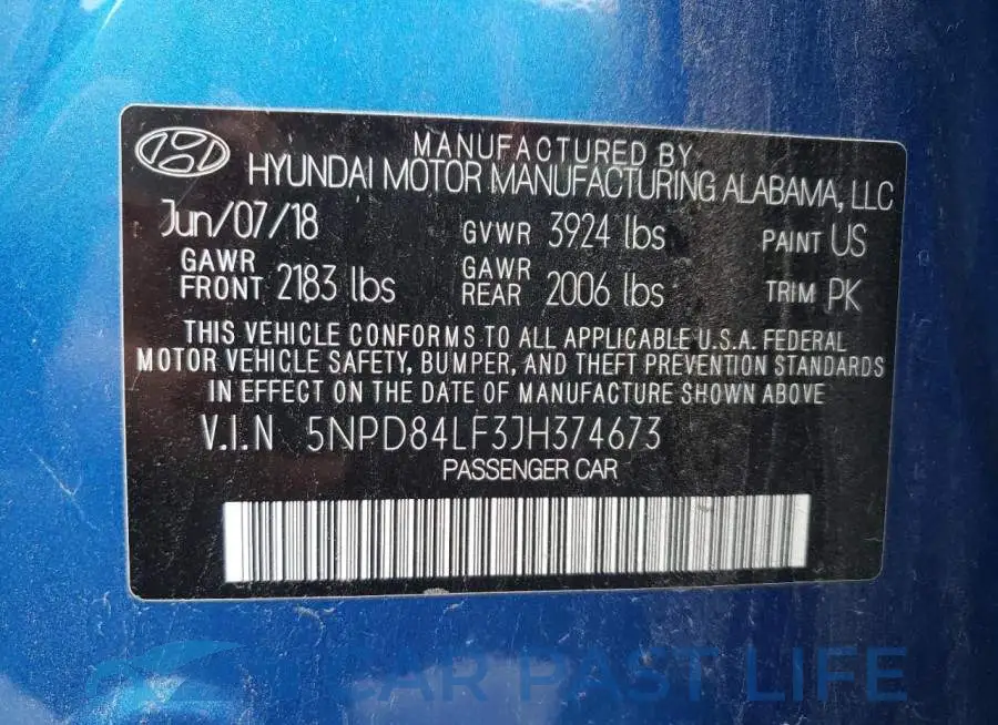5NPD84LF3JH374673# 10