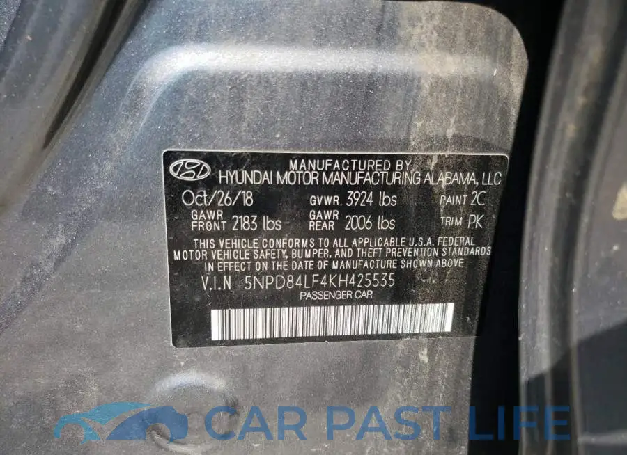 5NPD84LF4KH425535# 10