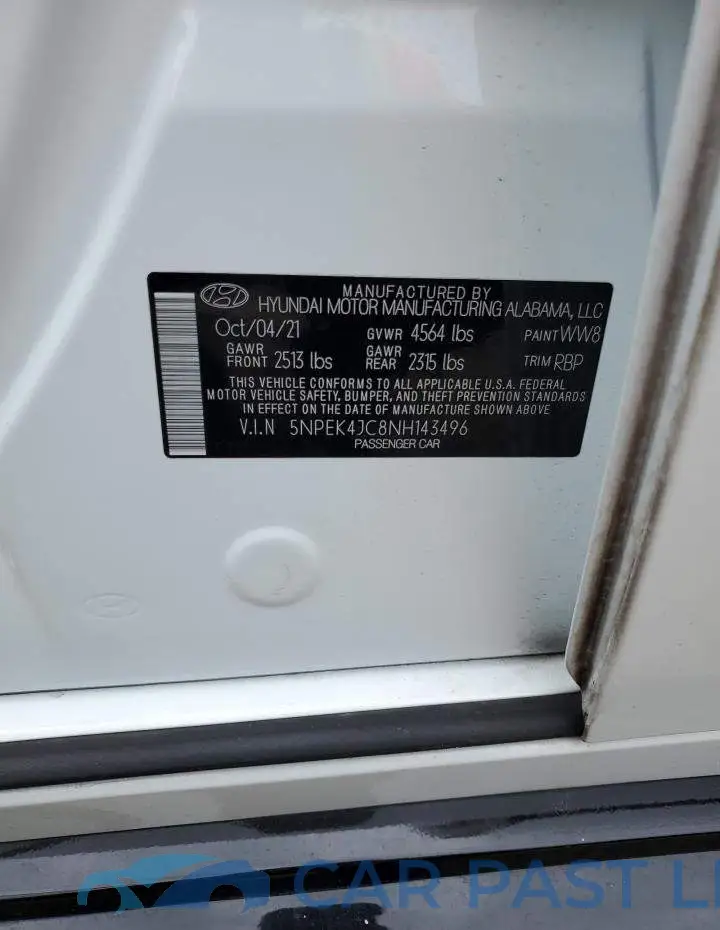 5NPEK4JC8NH143496# 10