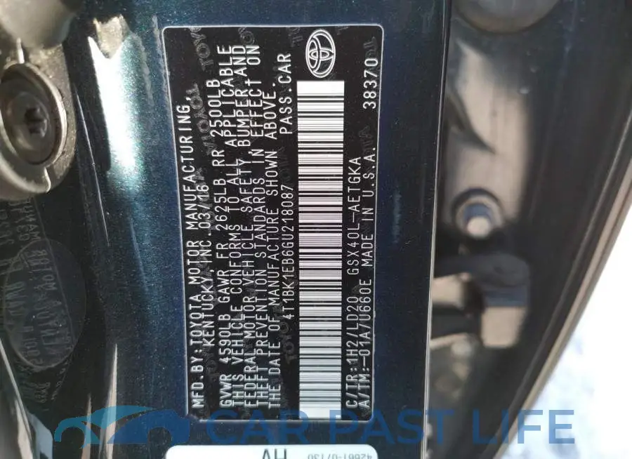 4T1BK1EB6GU218087# 10