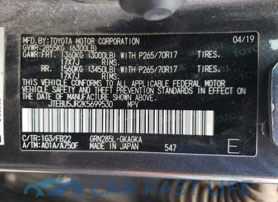 JTEBU5JR2K5699530# 10