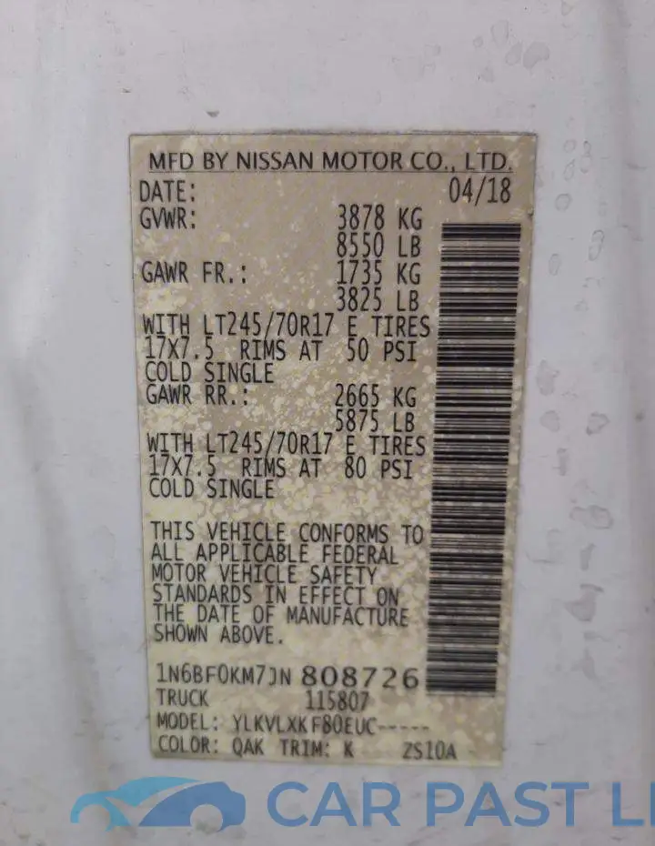 1N6BF0KM7JN808726# 10