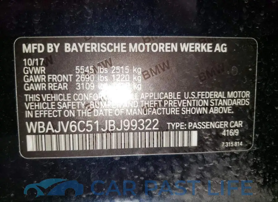 WBAJV6C51JBJ99322# 10