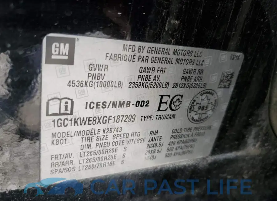 1GC1KWE8XGF187299# 10